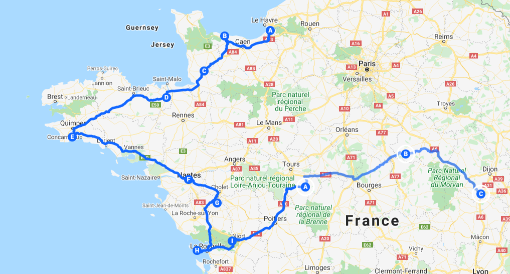 Encore La France Map GB Motorhome Tours